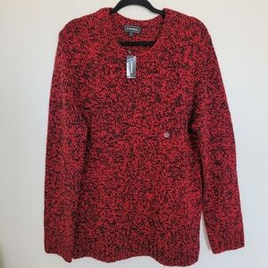 Express Women's Red and Black Knit Sweater